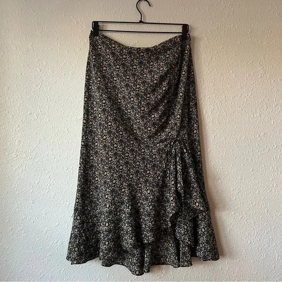 Max Studio Asymmetrical Skirt Ditsy Floral Print Size Large - Picture 1 of 9